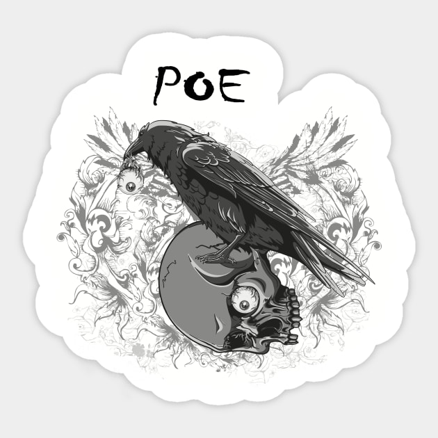 Poe's Raven, Inspired By Edgar Allan Poe Sticker by VintageArtwork